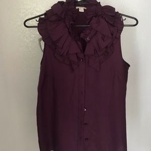 J. Crew ruffled collar sleeveless blouse.
